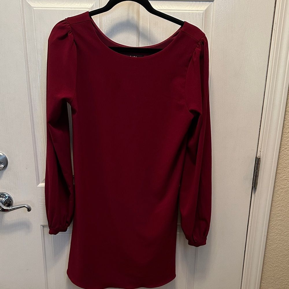 Lulu’s Elegant Burgundy Long Sleeve Dress Size Small